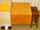 吉田碁盤店/「一如」吉田寅義作日向産本榧柾目七寸三分将棋盤/島桑矢倉駒台 未使用品/総箱(K636)